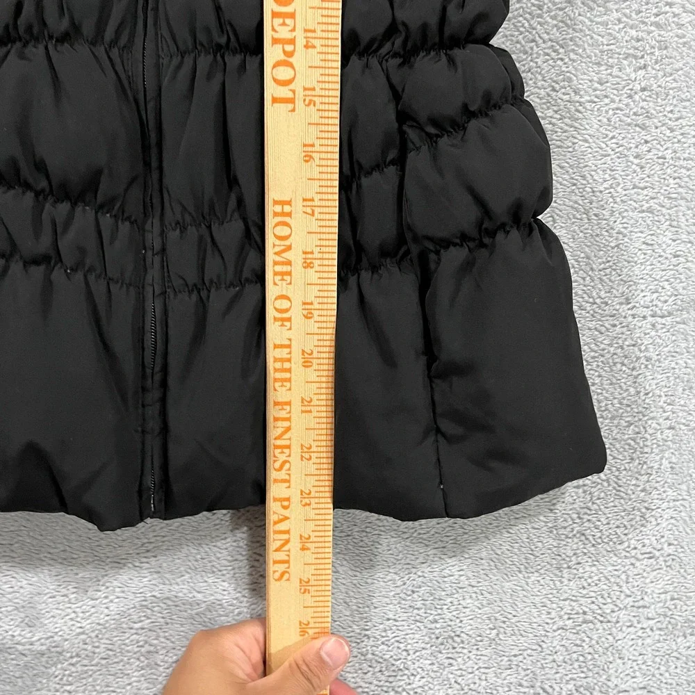 MICHAEL KORS Down Puffer Vest Womens Small‎ Black Full Zip Water Fowl Grunge